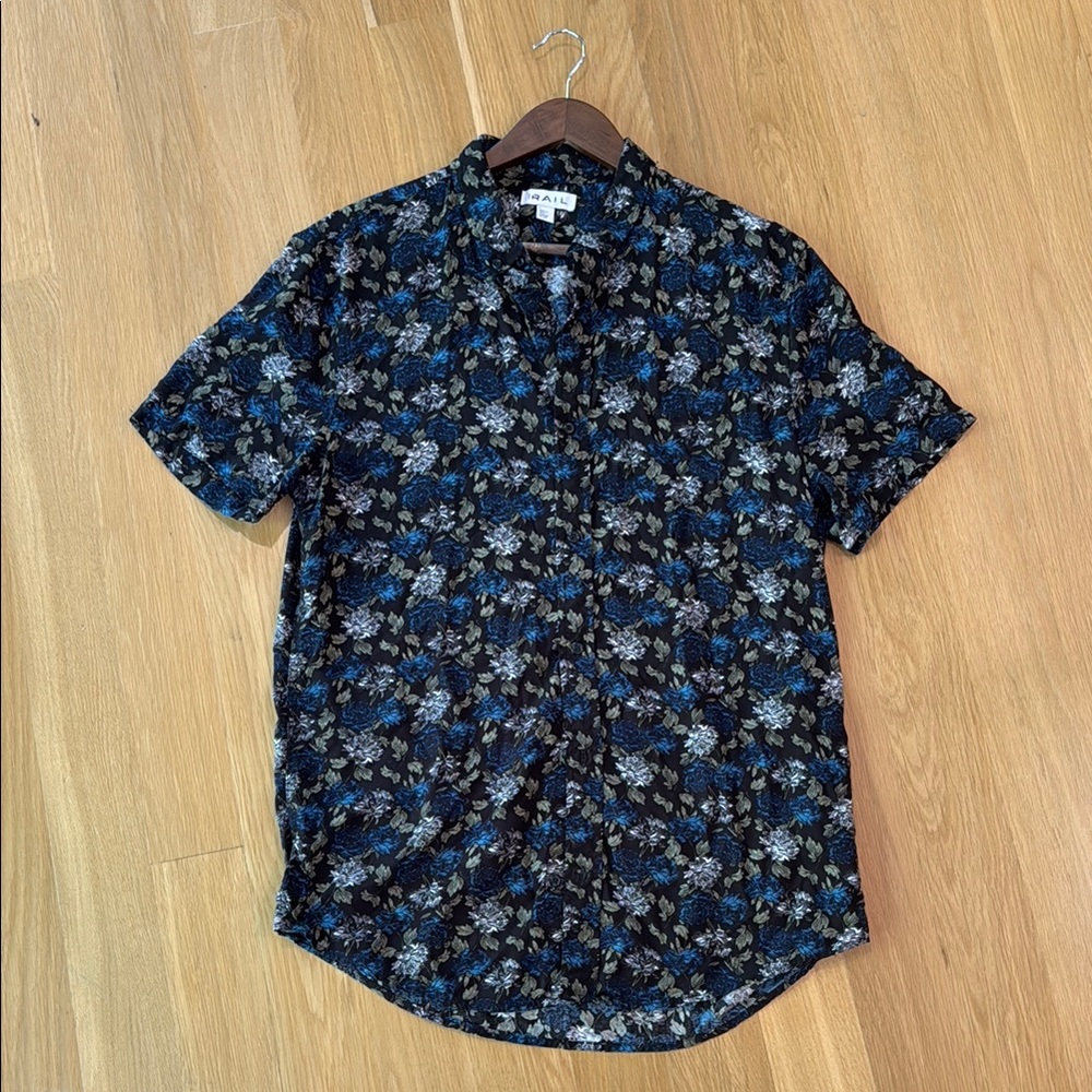 The Rail Men’s Black and Blue Casual Button Down Shirt | Size Large